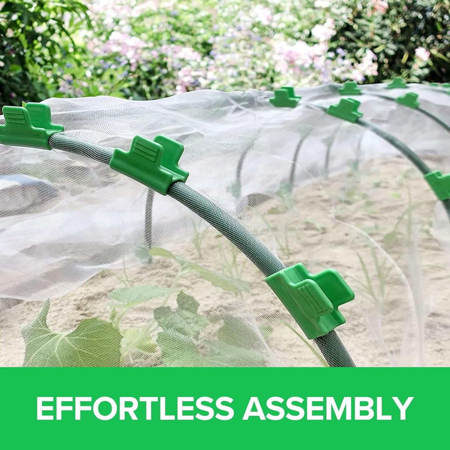 Greenhouse Hoops Grow Tunnel 6 Sets of 8FT Long Garden Hoops with Plant Covers Freeze Protection Kit 10Ft x 30Ft Floating Row Cover
