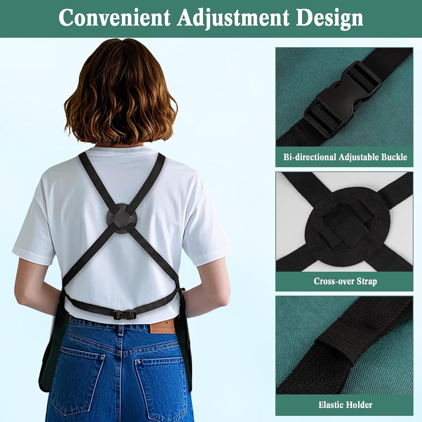 Gardening Apron, Garden Apron for Women with Pockets, Waterproof 600D Heavy Duty Cross Back Work Tool Aprons for Men Gardeners Painting