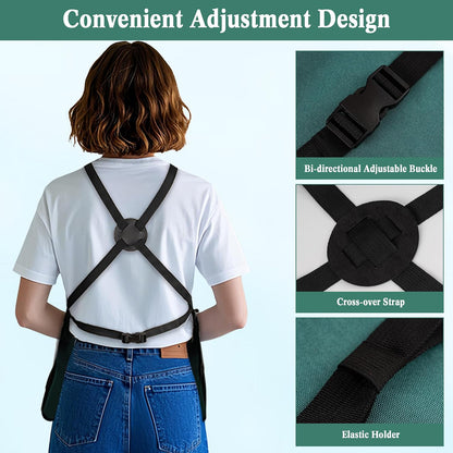 Gardening Apron, Garden Apron for Women with Pockets, Waterproof 600D Heavy Duty Cross Back Work Tool Aprons for Men Gardeners Painting