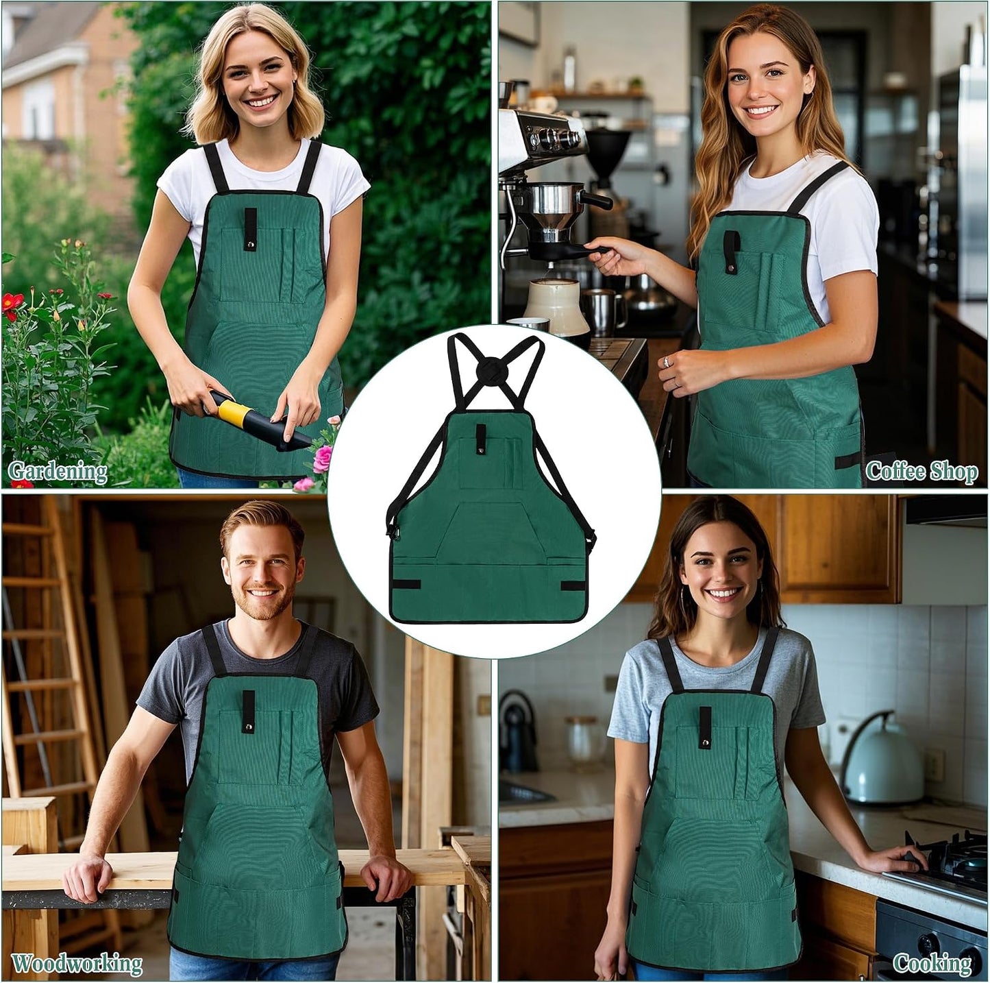Gardening Apron, Garden Apron for Women with Pockets, Waterproof 600D Heavy Duty Cross Back Work Tool Aprons for Men Gardeners Painting