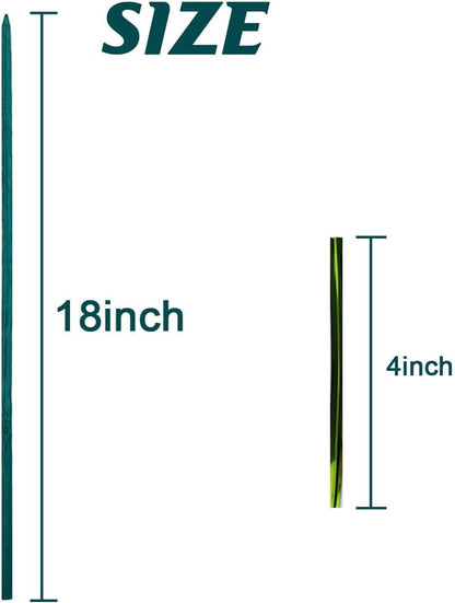 100PCS 18" Plant Sticks Support with 100PCS Green Garden Ties, Green Bamboo Sticks, Garden Wood Plant Stakes, Floral/Orchid/Tomato Wooden Stakes Plant Support Stakes Wooden