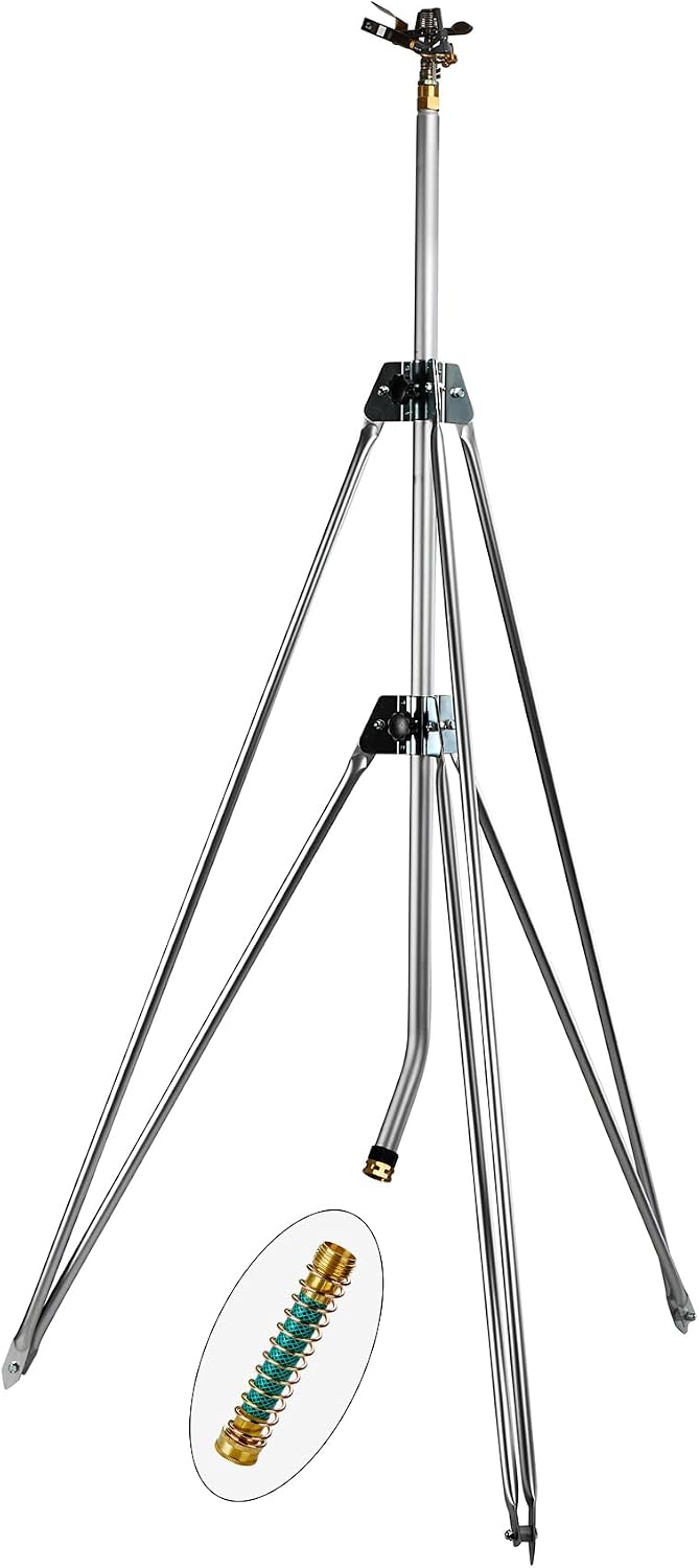 Impact Water Sprinkler 300005 on Tripod Stand, Telescopic with Long Range to 80 ft Diameter Coverage