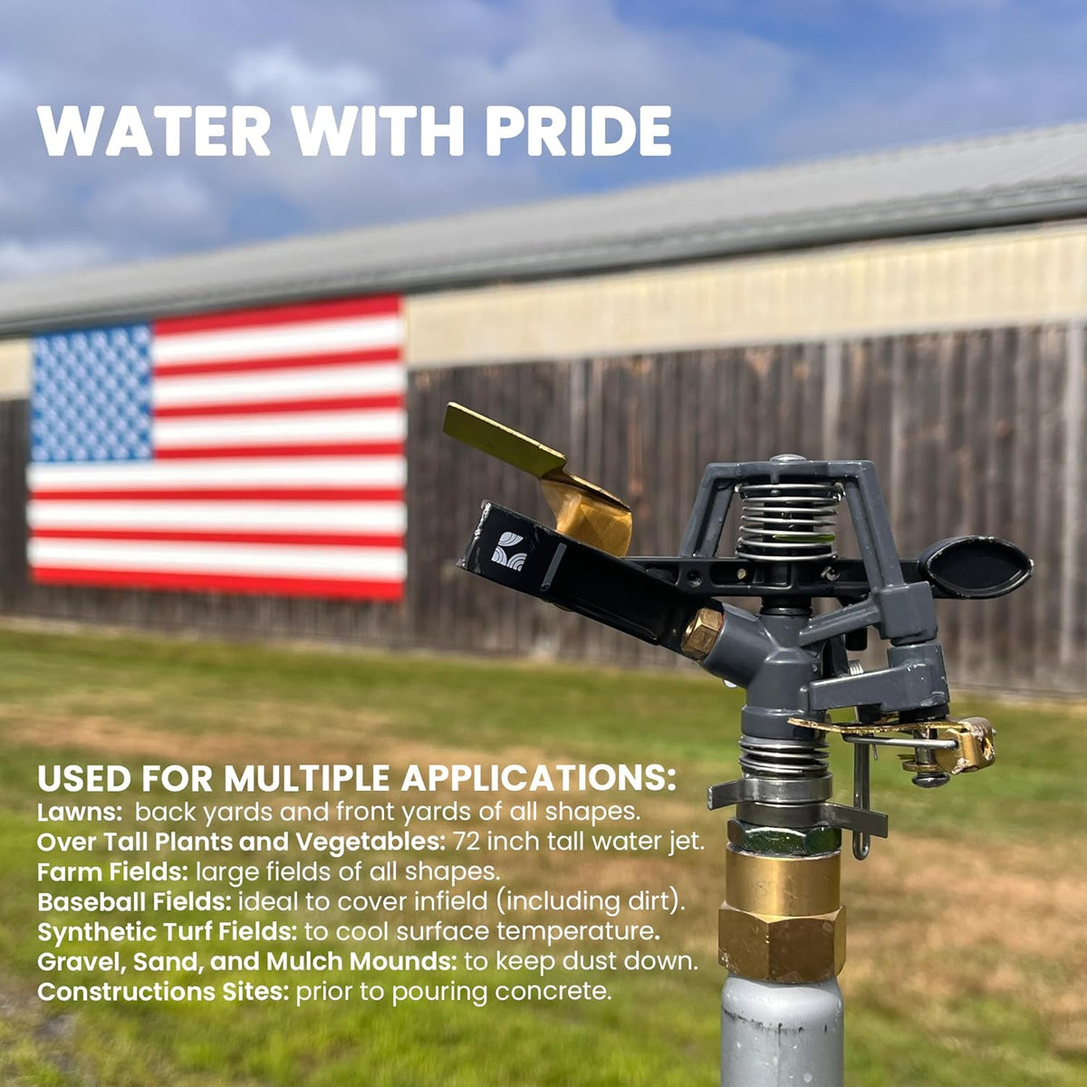 Impact Water Sprinkler 300005 on Tripod Stand, Telescopic with Long Range to 80 ft Diameter Coverage
