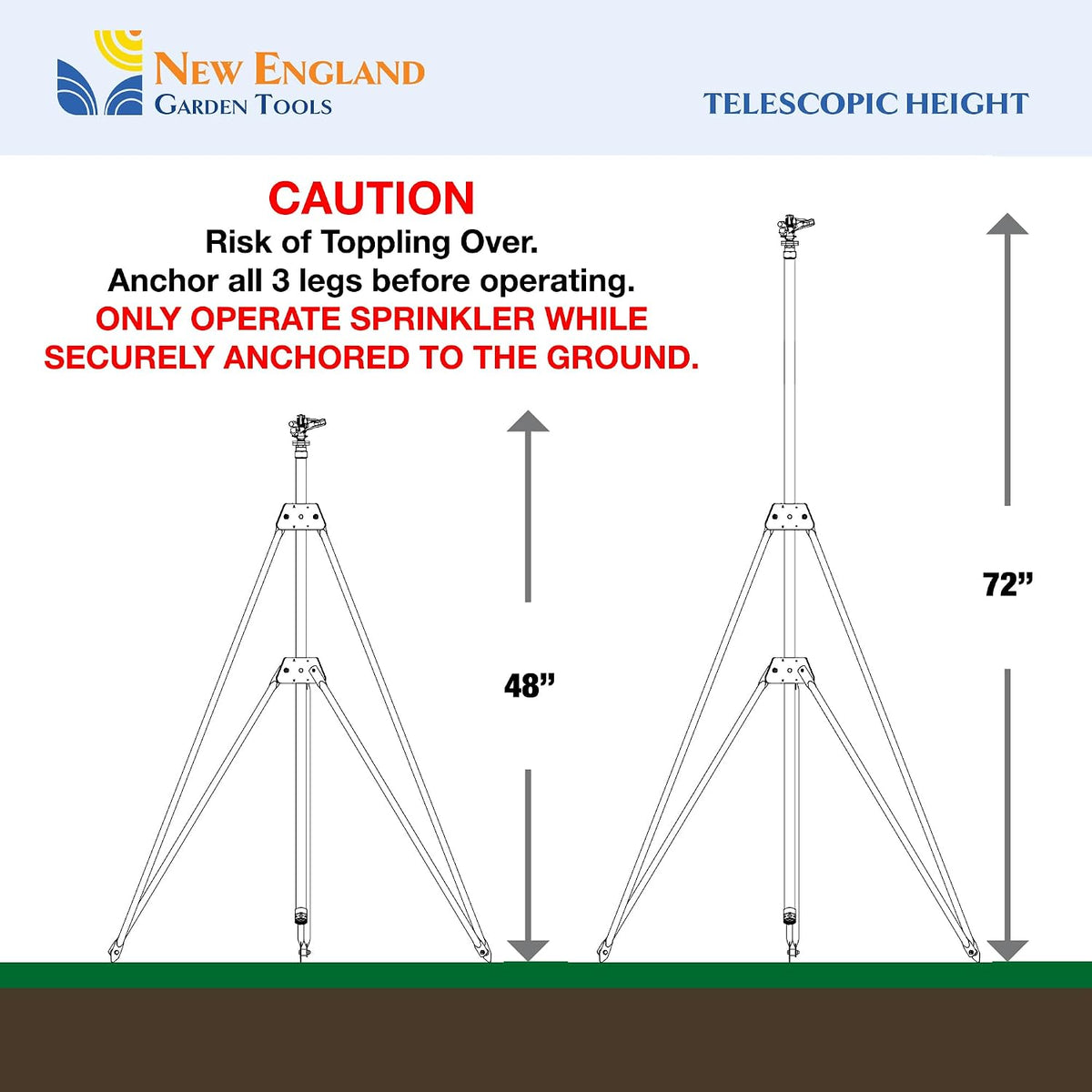 Impact Water Sprinkler 300005 on Tripod Stand, Telescopic with Long Range to 80 ft Diameter Coverage