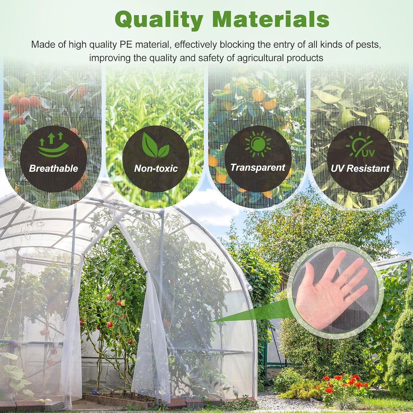 Garden Netting Pest Barrier, 10 X 50FT Insect Netting for Garden Raised Beds, Garden Mesh Netting Bug Netting Row Cover for Vegetables, Fruit Trees, Blueberry Bushes