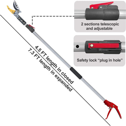 Tree Trimmer 4.5-7.3 FT Extendable, Pole Saw and Pruner