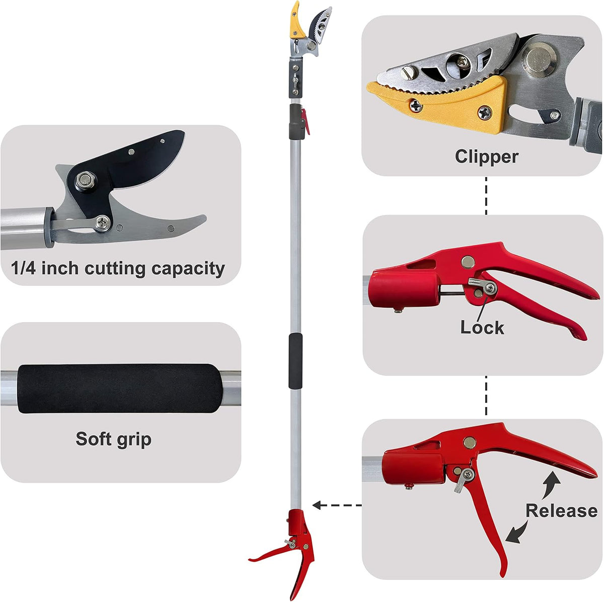 Tree Trimmer 4.5-7.3 FT Extendable, Pole Saw and Pruner