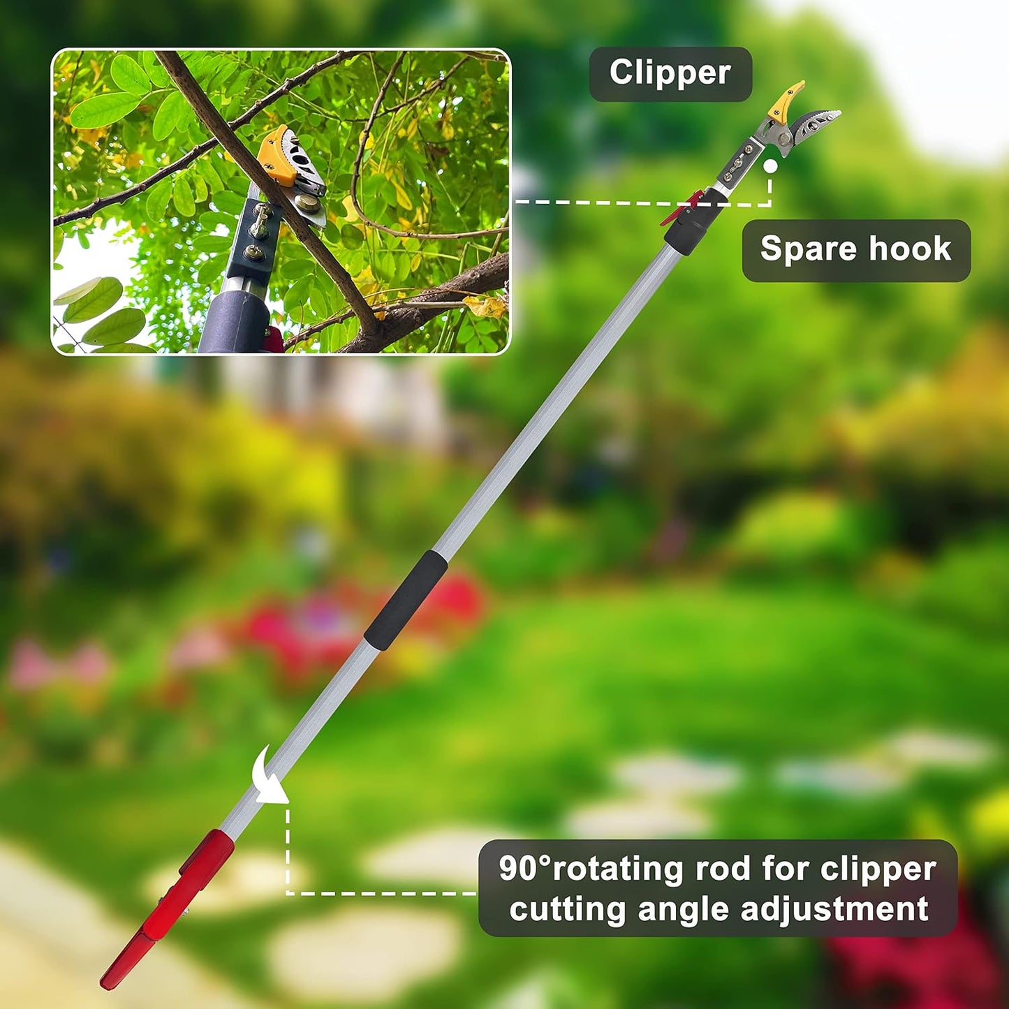 Tree Trimmer 4.5-7.3 FT Extendable, Pole Saw and Pruner