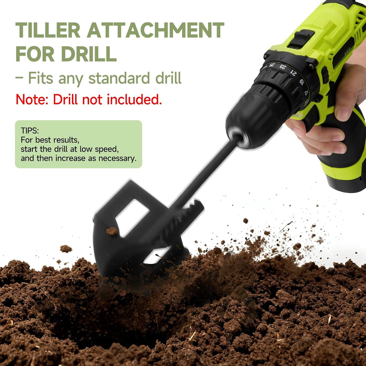 4-in-1 Soil Cultivator for 3/8" Hex Drive Drill