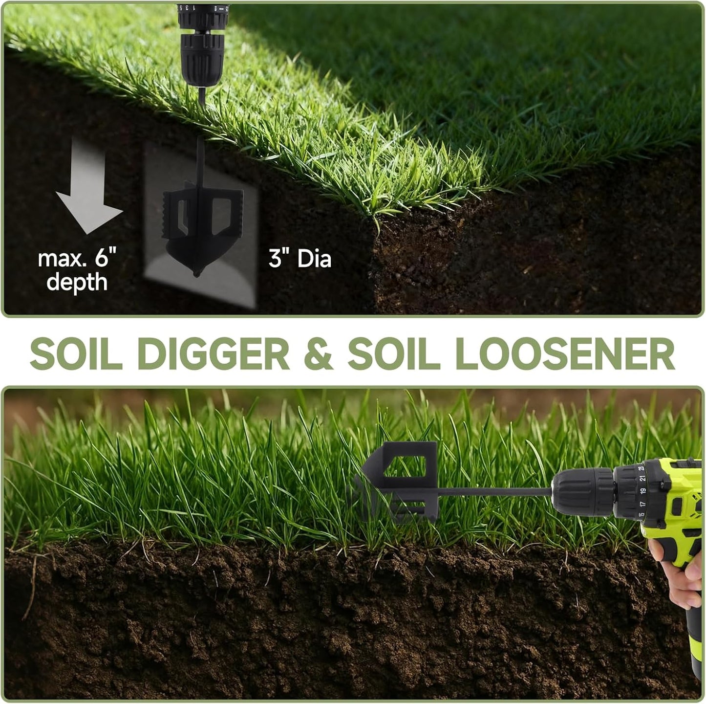 4-in-1 Soil Cultivator for 3/8" Hex Drive Drill