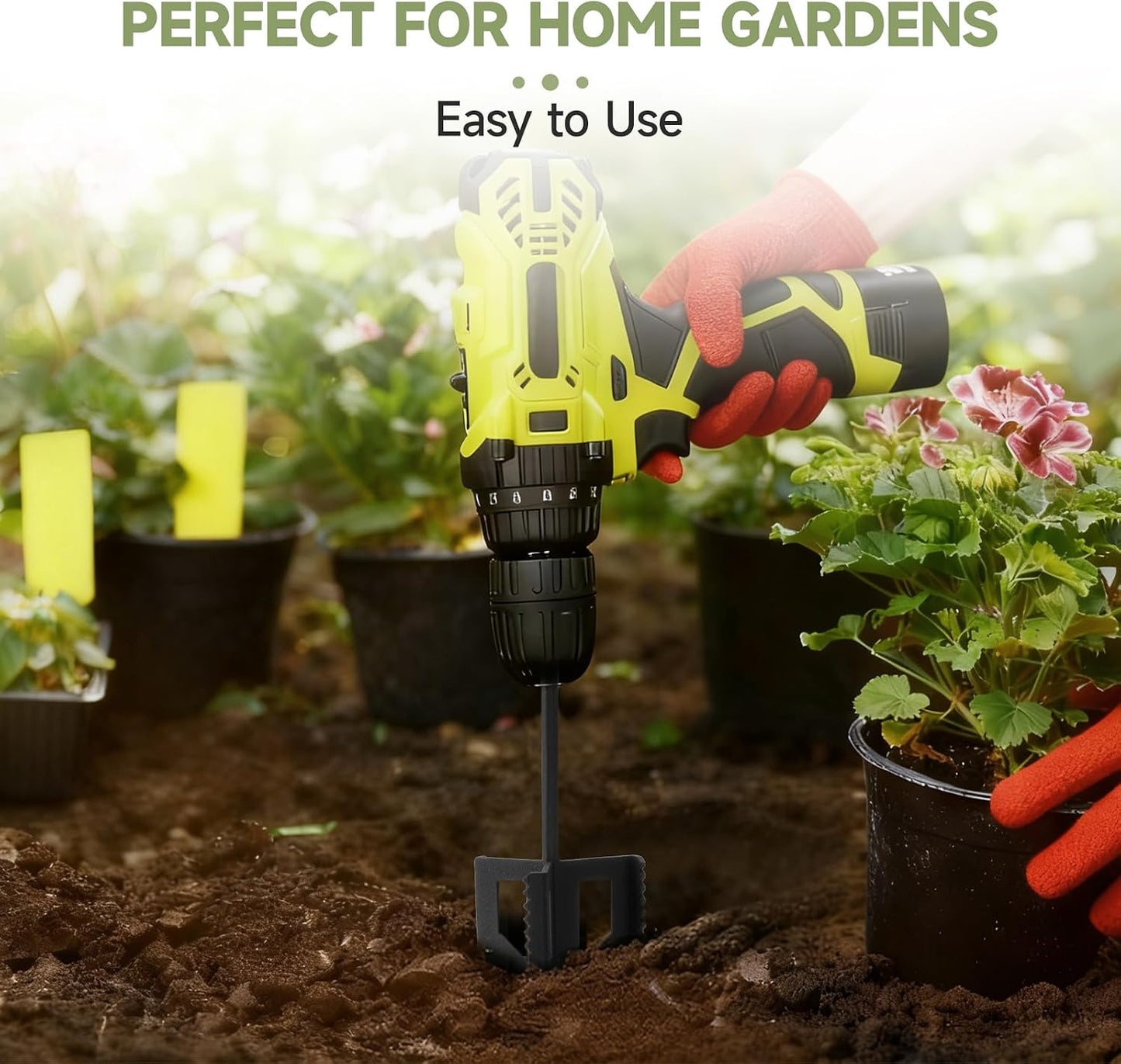 4-in-1 Soil Cultivator for 3/8" Hex Drive Drill