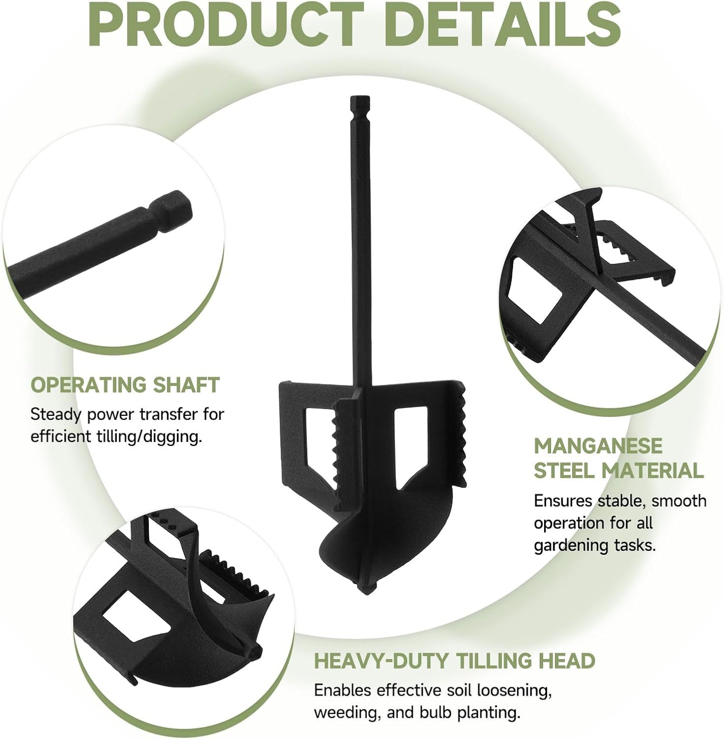 4-in-1 Soil Cultivator for 3/8" Hex Drive Drill