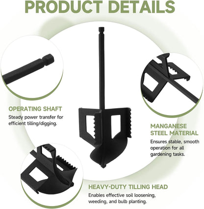 4-in-1 Soil Cultivator for 3/8" Hex Drive Drill