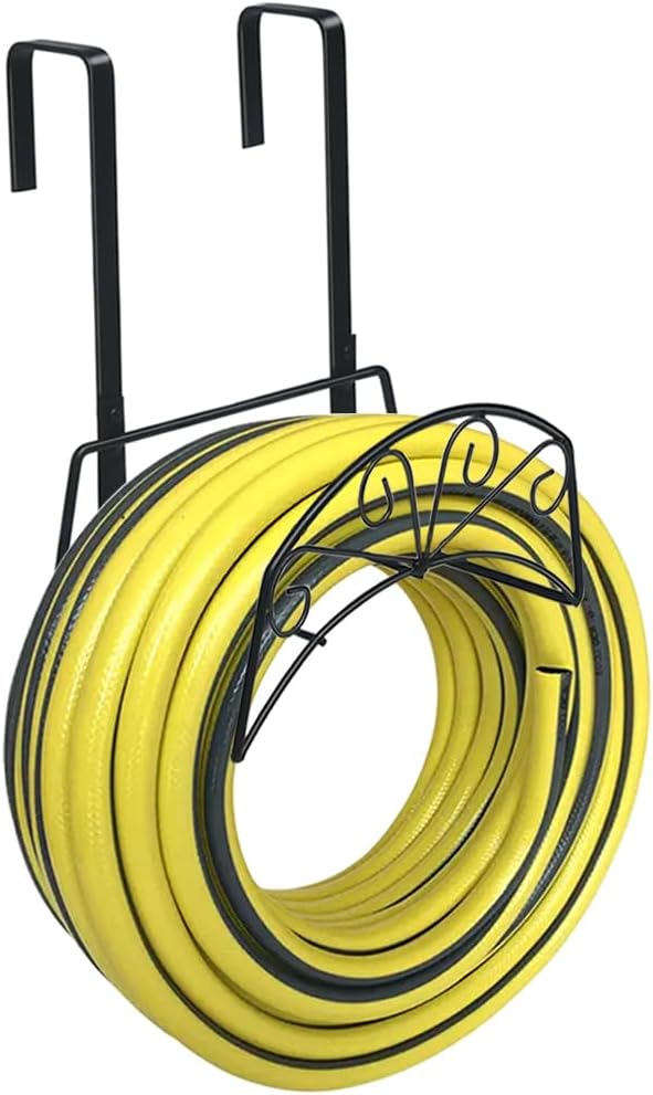 Garden Hose Holder, Water Hose Holder,Sturdy Hose Reel Holds, Metal Water Hose Stand for Outside -Wall Mount Or Hanger (Black)