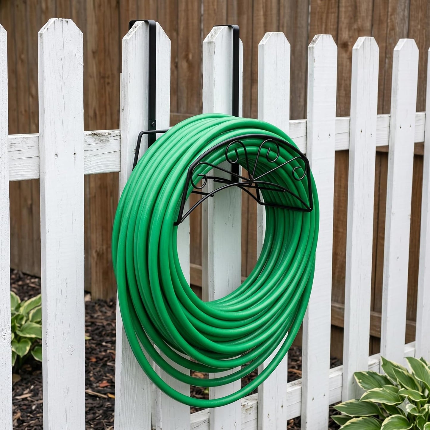 Garden Hose Holder, Water Hose Holder,Sturdy Hose Reel Holds, Metal Water Hose Stand for Outside -Wall Mount Or Hanger (Black)