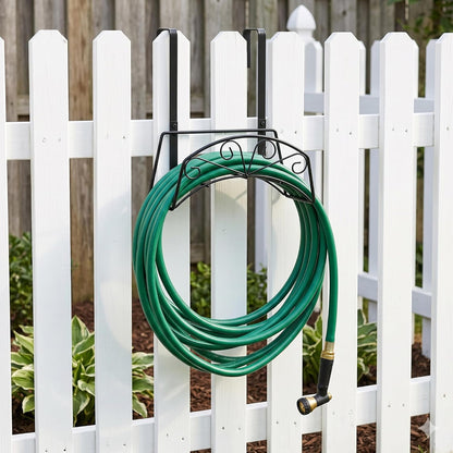 Garden Hose Holder, Water Hose Holder,Sturdy Hose Reel Holds, Metal Water Hose Stand for Outside -Wall Mount Or Hanger (Black)
