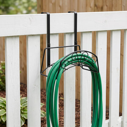 Garden Hose Holder, Water Hose Holder,Sturdy Hose Reel Holds, Metal Water Hose Stand for Outside -Wall Mount Or Hanger (Black)