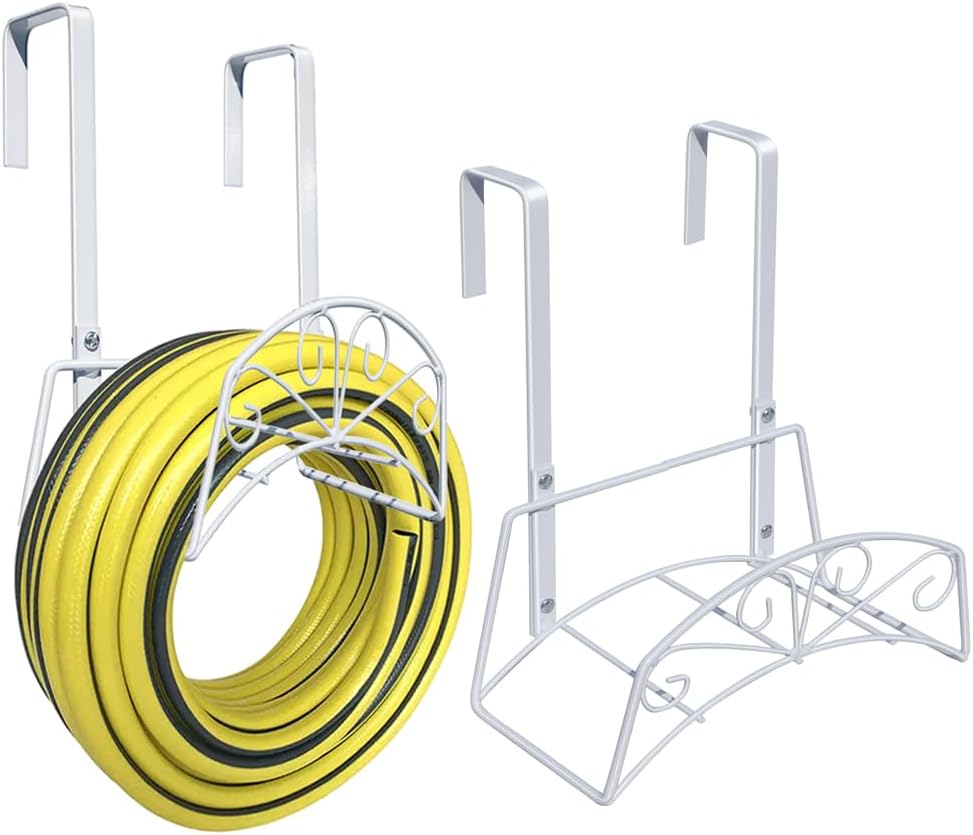 Garden Hose Holder, Water Hose Holder,Sturdy Hose Reel Holds, Metal Water Hose Stand for Outside -Wall Mount Or Hanger (Black)
