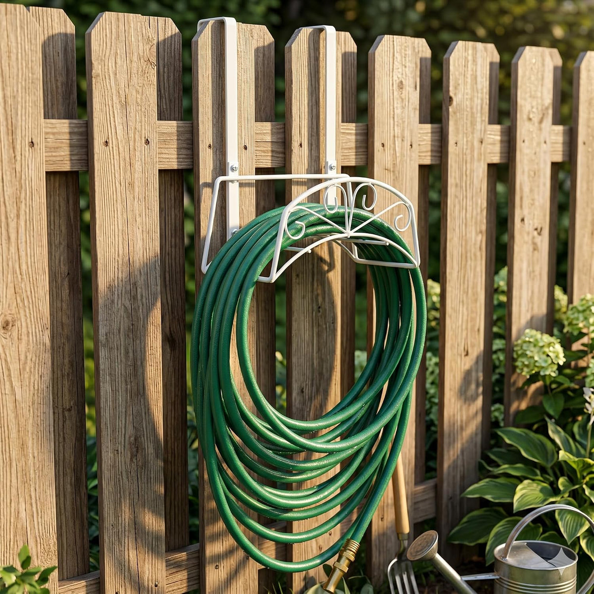 Garden Hose Holder, Water Hose Holder,Sturdy Hose Reel Holds, Metal Water Hose Stand for Outside -Wall Mount Or Hanger (Black)