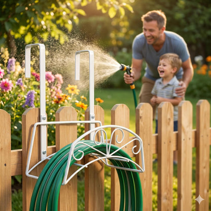 Garden Hose Holder, Water Hose Holder,Sturdy Hose Reel Holds, Metal Water Hose Stand for Outside -Wall Mount Or Hanger (Black)