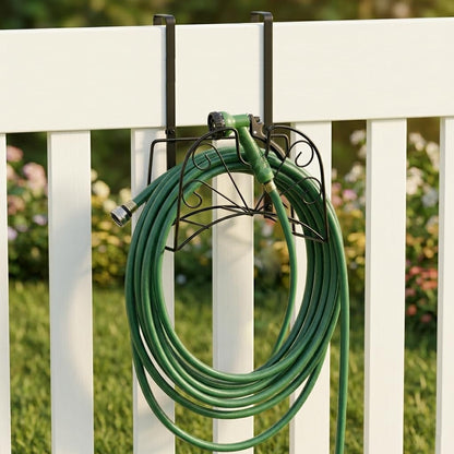 Garden Hose Holder, Water Hose Holder,Sturdy Hose Reel Holds, Metal Water Hose Stand for Outside -Wall Mount Or Hanger (Black)