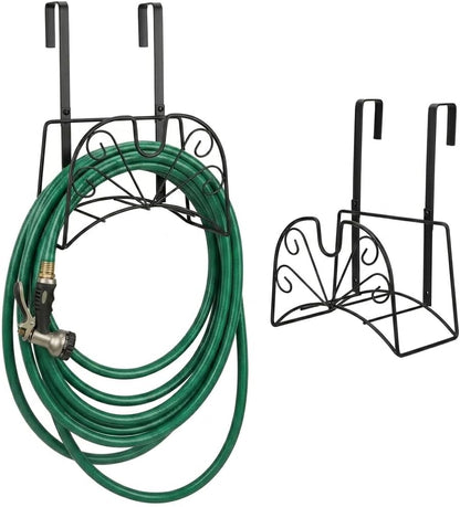Garden Hose Holder, Water Hose Holder,Sturdy Hose Reel Holds, Metal Water Hose Stand for Outside -Wall Mount Or Hanger (Black)