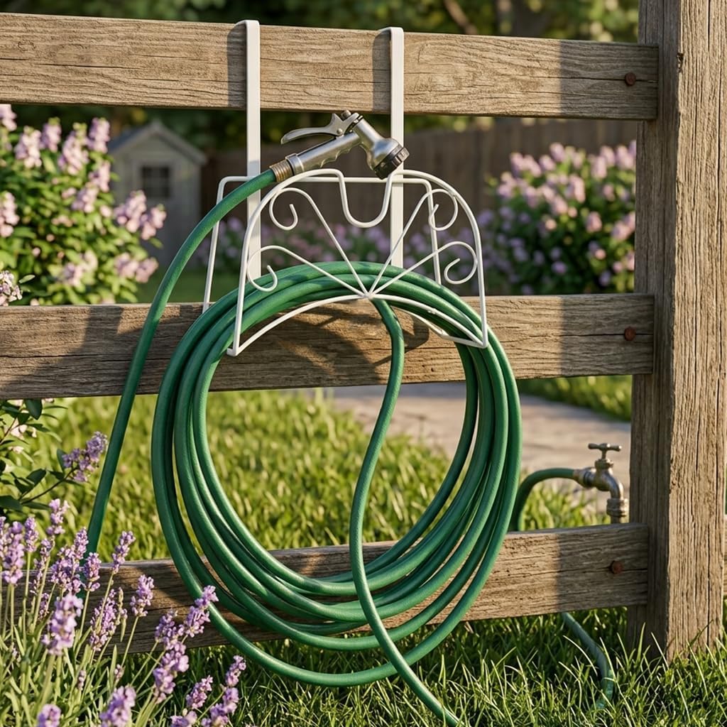 Garden Hose Holder, Water Hose Holder,Sturdy Hose Reel Holds, Metal Water Hose Stand for Outside -Wall Mount Or Hanger (Black)