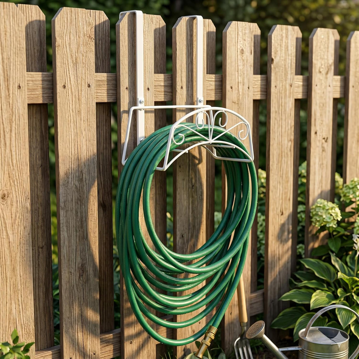 Garden Hose Holder, Water Hose Holder,Sturdy Hose Reel Holds, Metal Water Hose Stand for Outside -Wall Mount Or Hanger (Black)