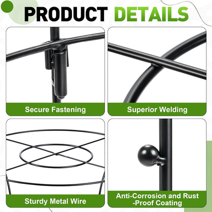 2 Pack Metal Peony Plant Support Cage, 32.2 x 19.2 Inch with Wide Top Ring