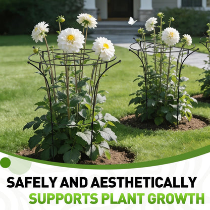 2 Pack Metal Peony Plant Support Cage, 32.2 x 19.2 Inch with Wide Top Ring
