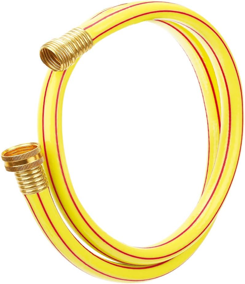 Solution4Patio Short Yellow Leader Garden Hose 5/8 in. x 4 ft. -Durable Flexible Lightweight Water Pipe for Household & Yard Use -Kink Free, No Leaking, Male to Female Fittings