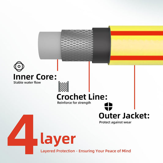 Solution4Patio Short Yellow Leader Garden Hose 5/8 in. x 4 ft. -Durable Flexible Lightweight Water Pipe for Household & Yard Use -Kink Free, No Leaking, Male to Female Fittings