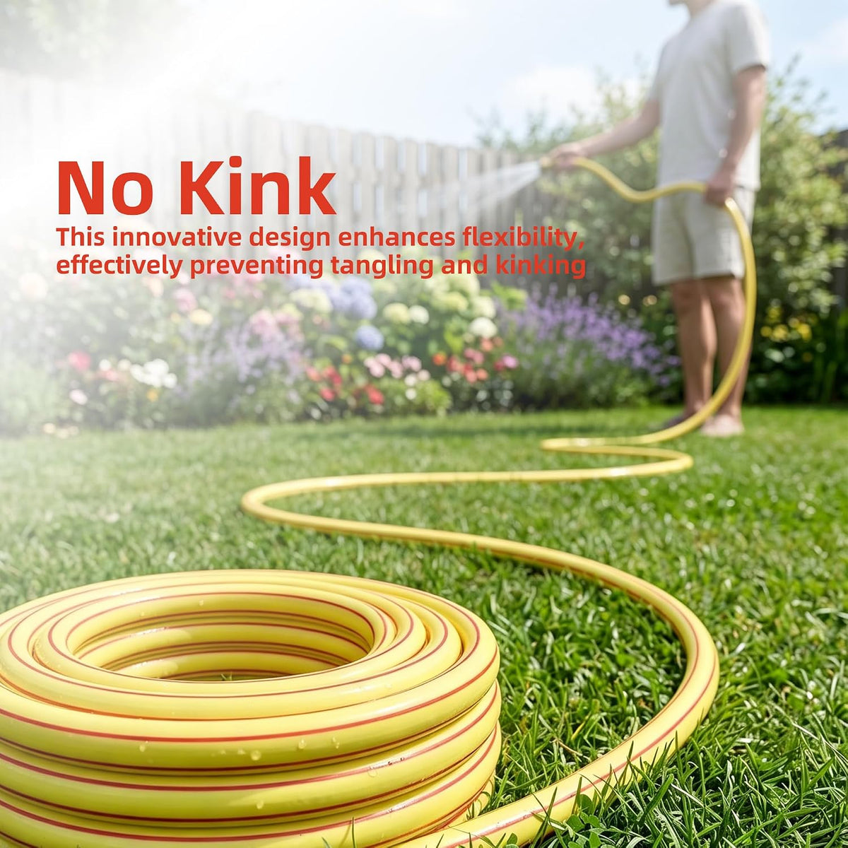 Solution4Patio Short Yellow Leader Garden Hose 5/8 in. x 4 ft. -Durable Flexible Lightweight Water Pipe for Household & Yard Use -Kink Free, No Leaking, Male to Female Fittings