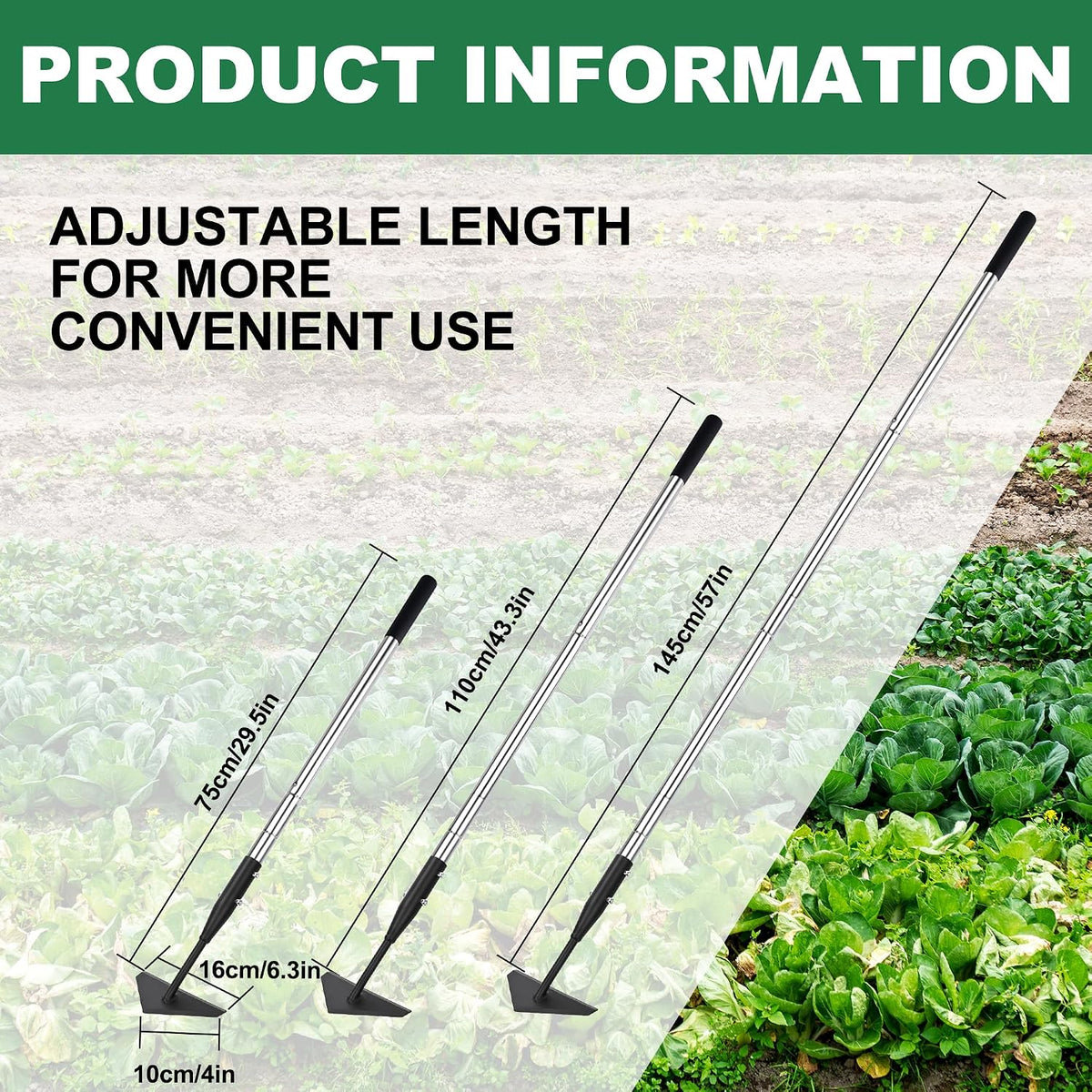 Triangle Garden Hoe, Carbon Steel Push-Pull Weeding Tool