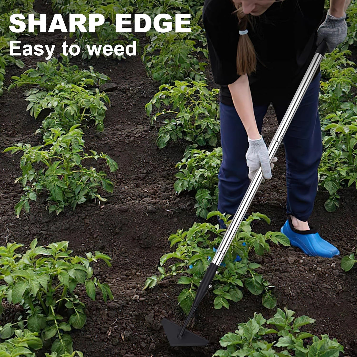 Triangle Garden Hoe, Carbon Steel Push-Pull Weeding Tool