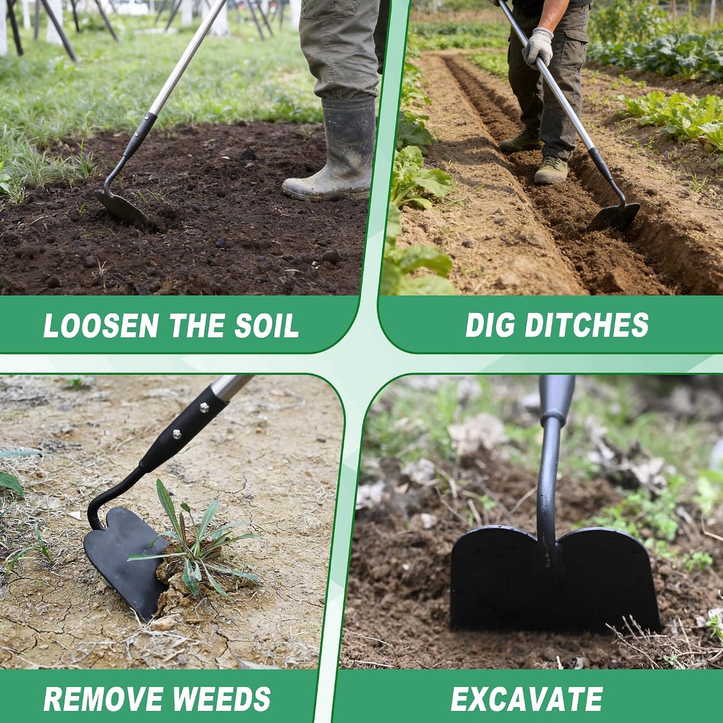 Triangle Garden Hoe, Carbon Steel Push-Pull Weeding Tool