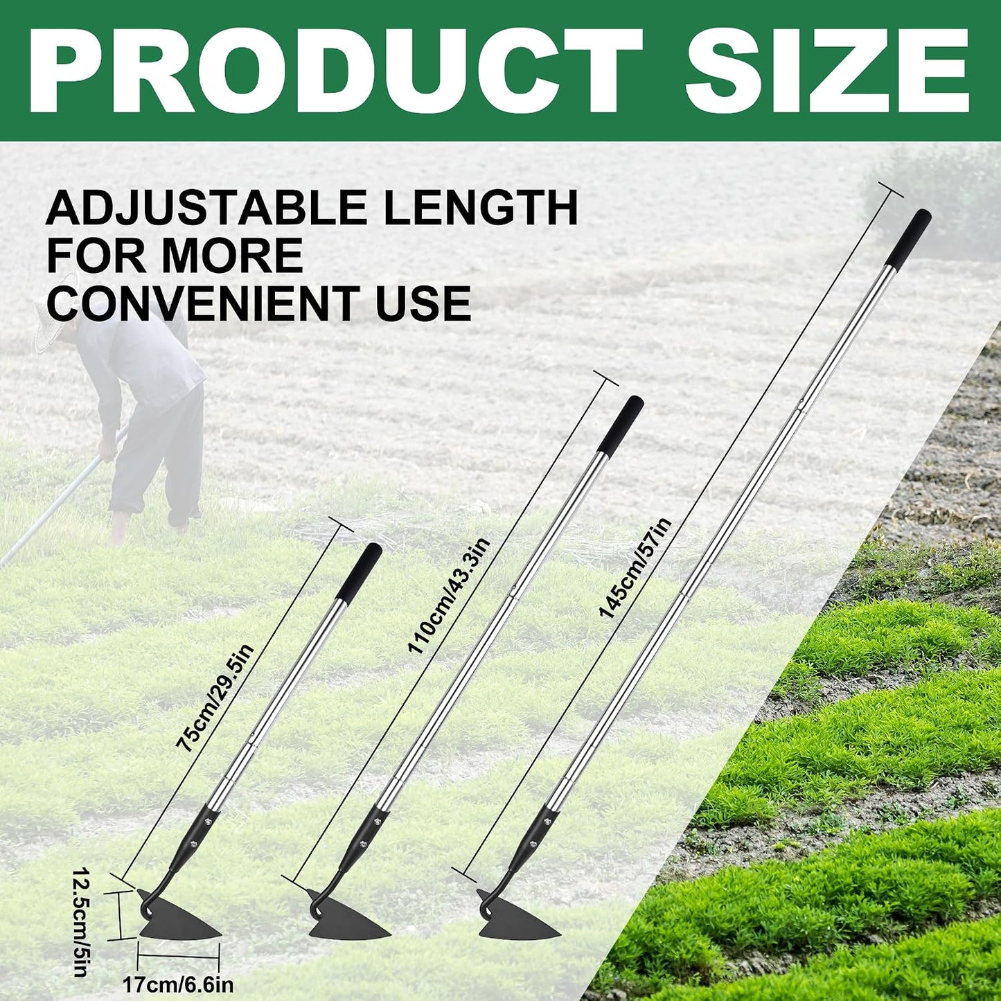 Triangle Garden Hoe, Carbon Steel Push-Pull Weeding Tool