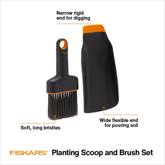Planting Soil Scoop & Brush Set, Dual-Sided Tool for Indoor Potting