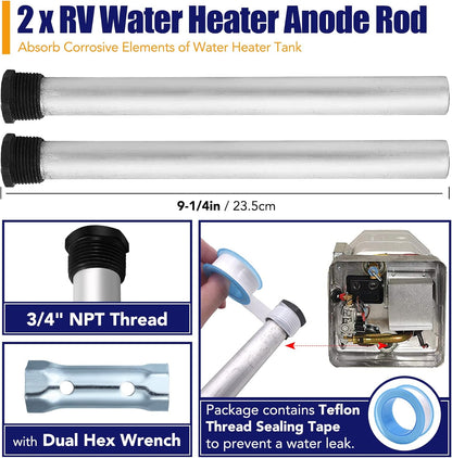 RV Water Heater Tank Rinser, Metal Tube RV Water Heater Flush Wand, Camper Hot Water Tank Cleaning Rinser Flusher