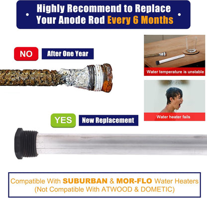 RV Water Heater Tank Rinser, Metal Tube RV Water Heater Flush Wand, Camper Hot Water Tank Cleaning Rinser Flusher
