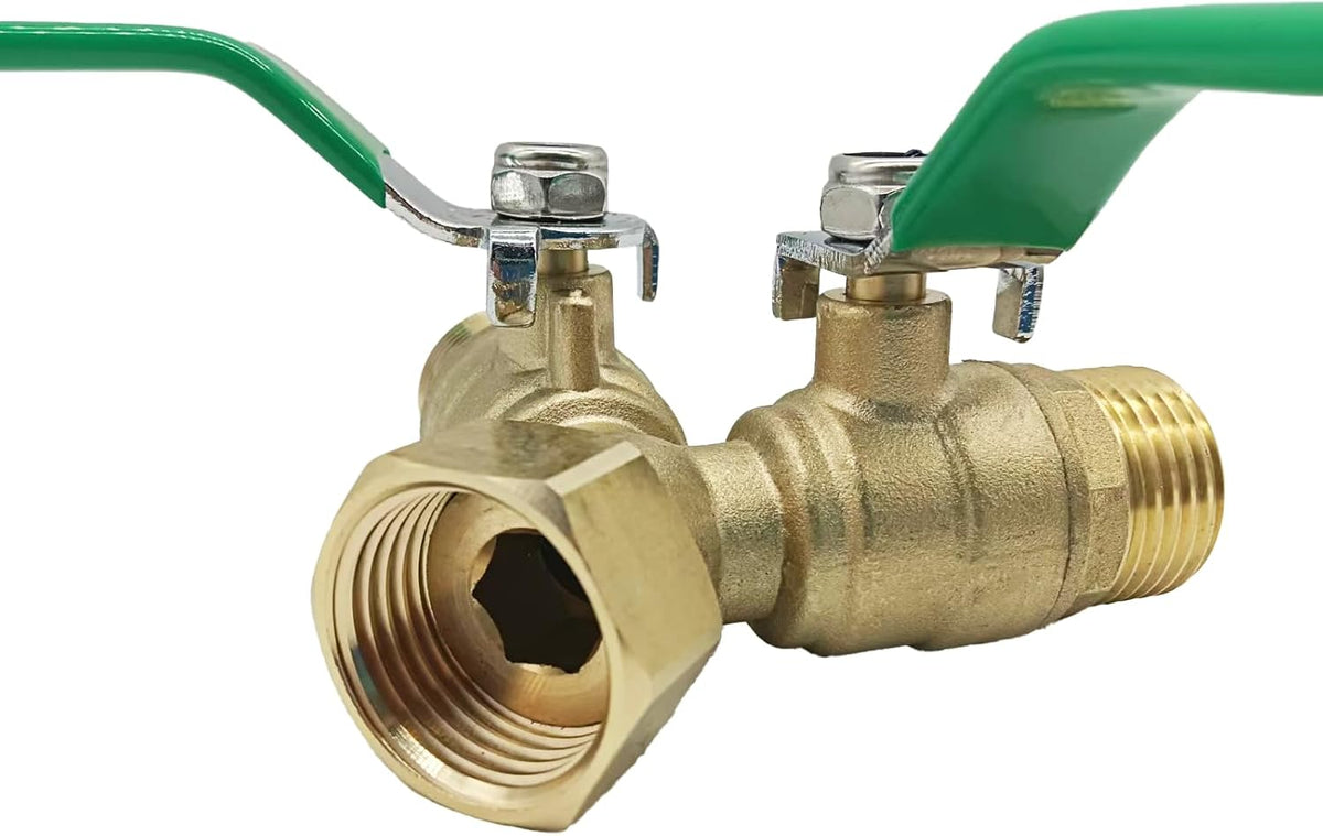 YOUHO Garden Hose Y Valve Hose Splitter Brass Hose Splitter With Stainless Steel 2 Way Valve 3/4" GHT Thread (RED)