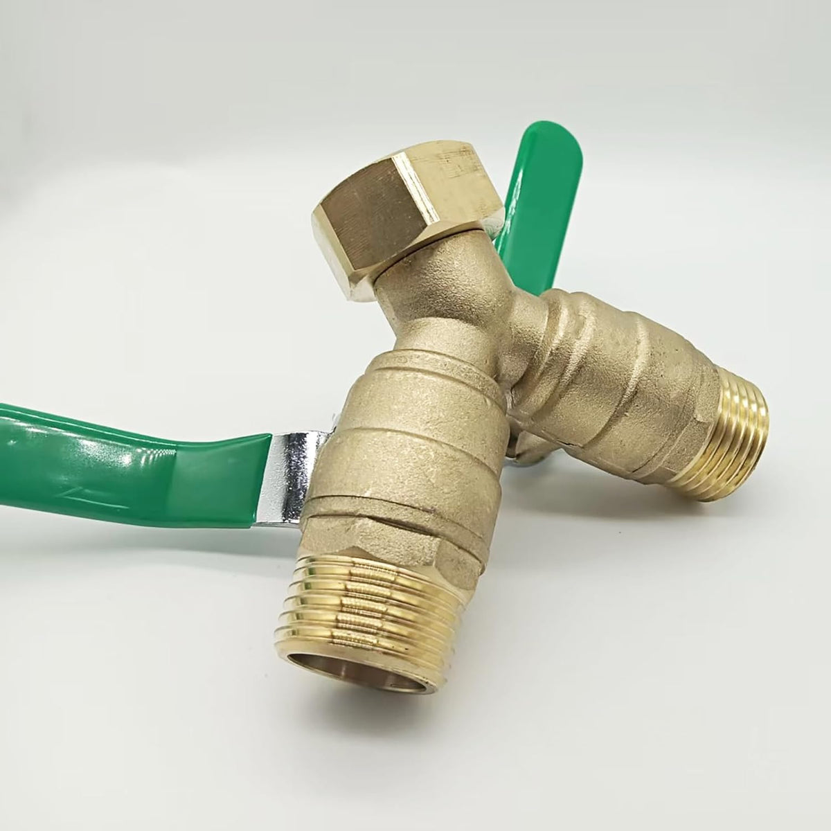 YOUHO Garden Hose Y Valve Hose Splitter Brass Hose Splitter With Stainless Steel 2 Way Valve 3/4" GHT Thread (RED)
