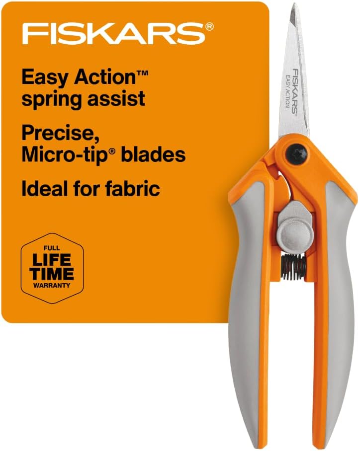 RazorEdge Micro-Tip Easy Action Scissors - 6" - Stainless Steel Fabric Scissors - Arts and Crafts - Orange