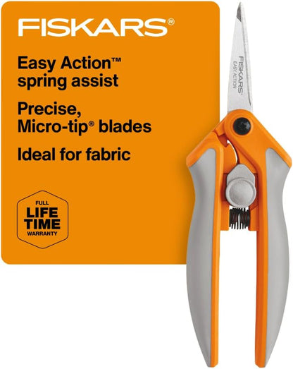 RazorEdge Micro-Tip Easy Action Scissors - 6" - Stainless Steel Fabric Scissors - Arts and Crafts - Orange