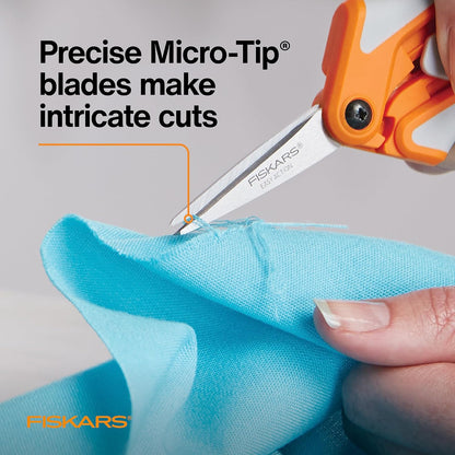RazorEdge Micro-Tip Easy Action Scissors - 6" - Stainless Steel Fabric Scissors - Arts and Crafts - Orange