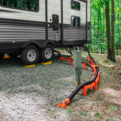 Rhino RV Sewer Hose Support Kit - Extends Over Uneven Terrain for Easy Drainage - Holds Up to 15-Feet of RV Sewer Hose - Features Nesting Design for Storage - 5 Support Sections (43072)