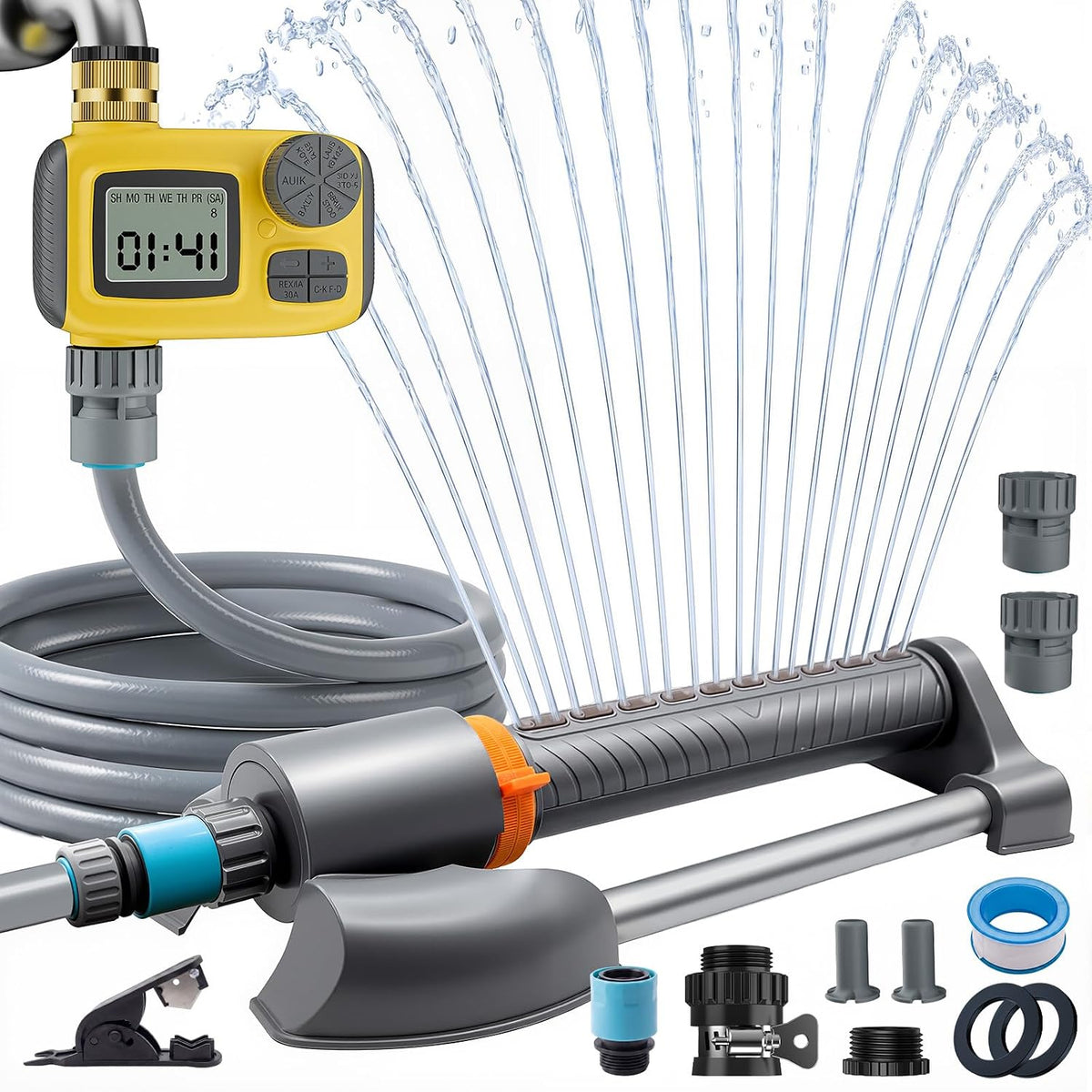 Oscillating Sprinkler with Smart Timer for Lawn and Garden Watering