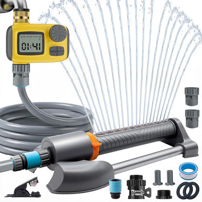 Oscillating Sprinkler with Smart Timer for Lawn and Garden Watering