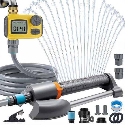 Oscillating Sprinkler with Smart Timer for Lawn and Garden Watering