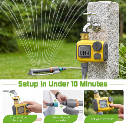 Oscillating Sprinkler with Smart Timer for Lawn and Garden Watering